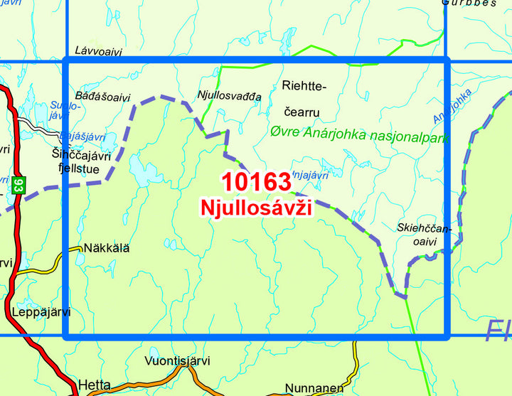 Carte de randonnée n° 10163 - Njullosavzi (Norvège) | Nordeca - Norge-serien carte pliée Nordeca 