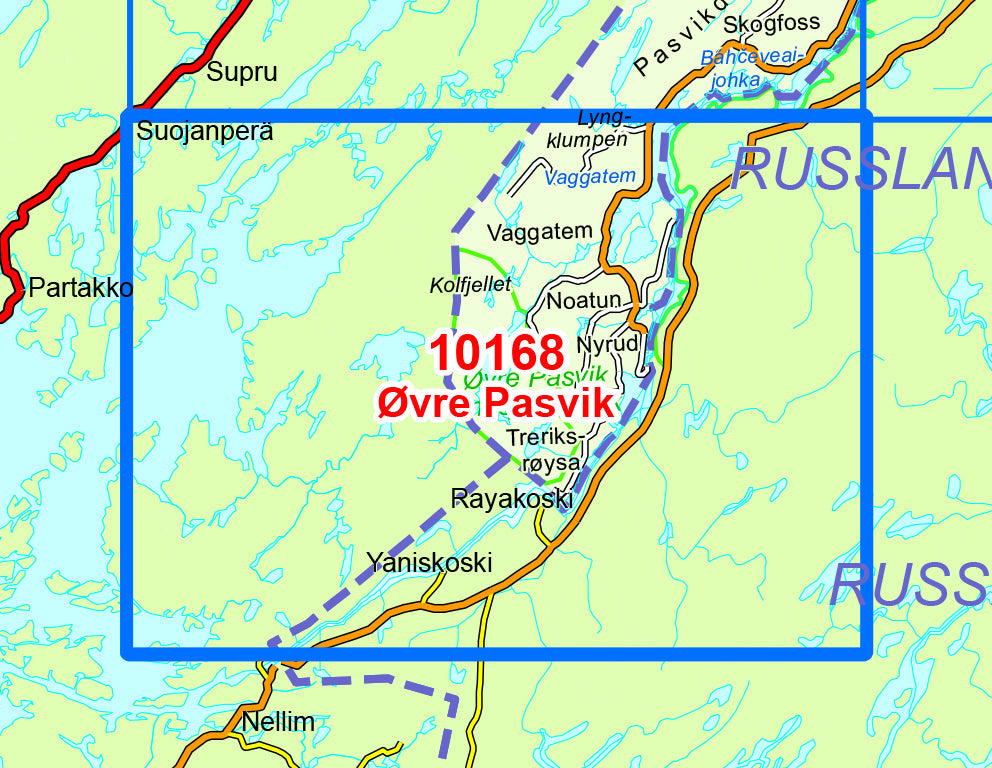 Carte de randonnée n° 10168 - Ovre Pasvik (Norvège) | Nordeca - Norge-serien carte de randonnée Nordeca Default Title