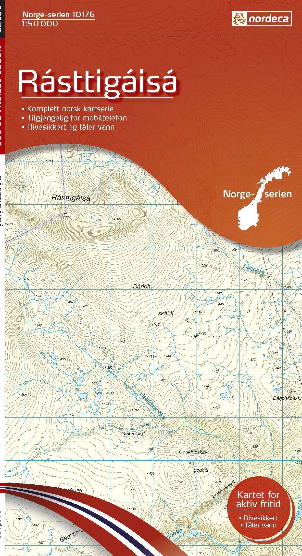 Carte de randonnée n° 10176 - Rasttigaisa (Norvège) | Nordeca - Norge-serien carte de randonnée Nordeca