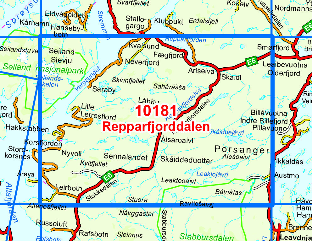 Carte de randonnée n° 10181 - Repparfjorddalen (Norvège) | Nordeca - Norge-serien carte de randonnée Nordeca Default Title