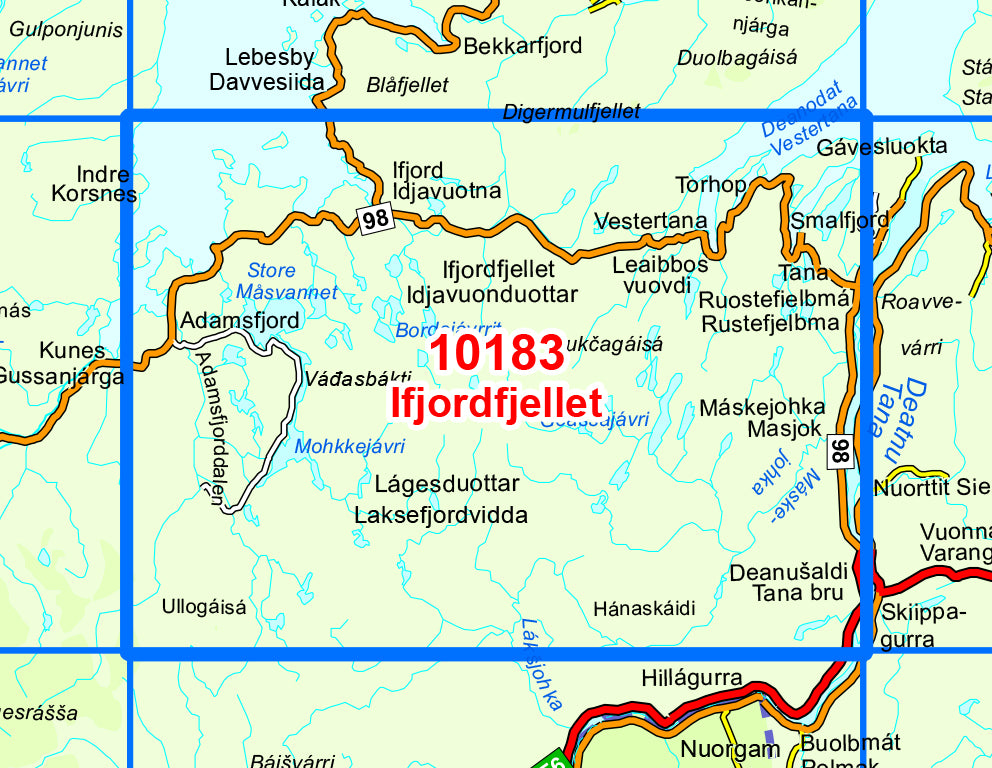 Carte de randonnée n° 10183 - Ifjordfjellet (Norvège) | Nordeca - Norge-serien carte de randonnée Nordeca Default Title
