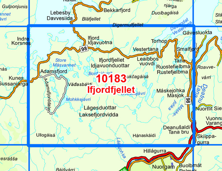 Carte de randonnée n° 10183 - Ifjordfjellet (Norvège) | Nordeca - Norge-serien carte pliée Nordeca 