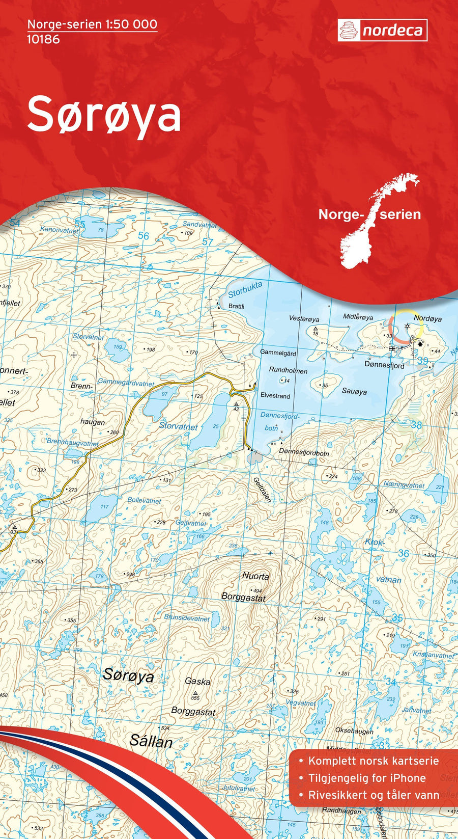 Carte de randonnée n° 10186 - Soroya (Norvège) | Nordeca - Norge-serien carte pliée Nordeca 