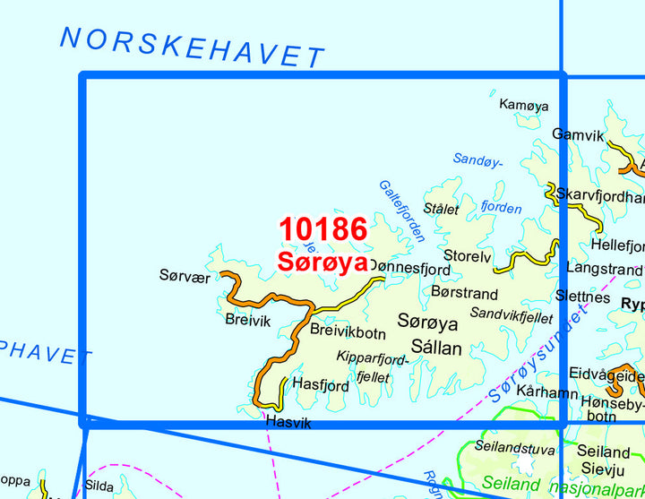Carte de randonnée n° 10186 - Soroya (Norvège) | Nordeca - Norge-serien carte pliée Nordeca 
