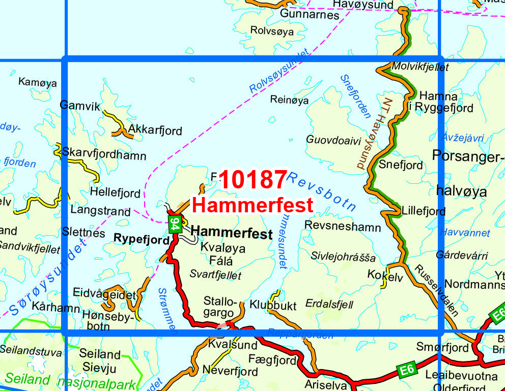 Carte de randonnée n° 10187 - Hammerfest (Norvège) | Nordeca - Norge-serien carte de randonnée Nordeca Default Title