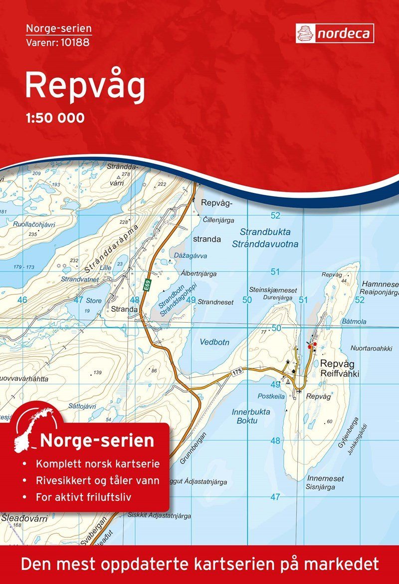 Carte de randonnée n° 10188 - Repvag (Norvège) | Nordeca - Norge-serien carte de randonnée Nordeca
