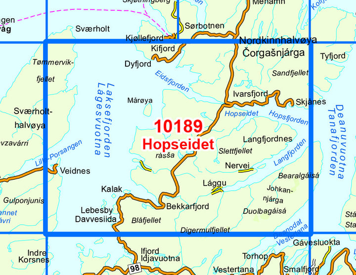 Carte de randonnée n° 10189 - Hopseidet (Norvège) | Nordeca - Norge-serien carte pliée Nordeca 