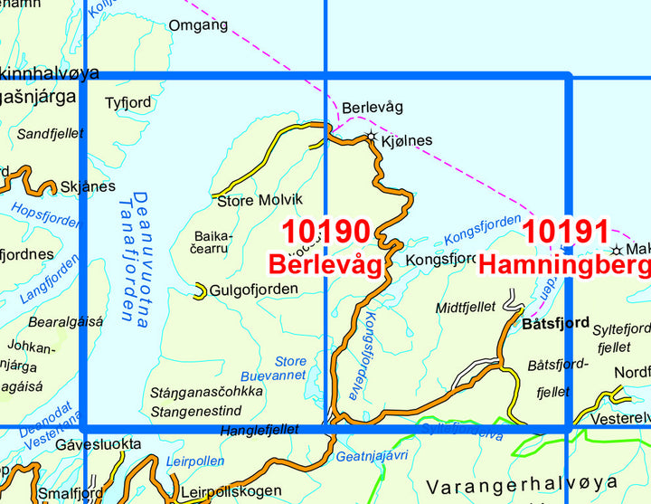 Carte de randonnée n° 10190 - Berlevag (Norvège) | Nordeca - Norge-serien carte pliée Nordeca 
