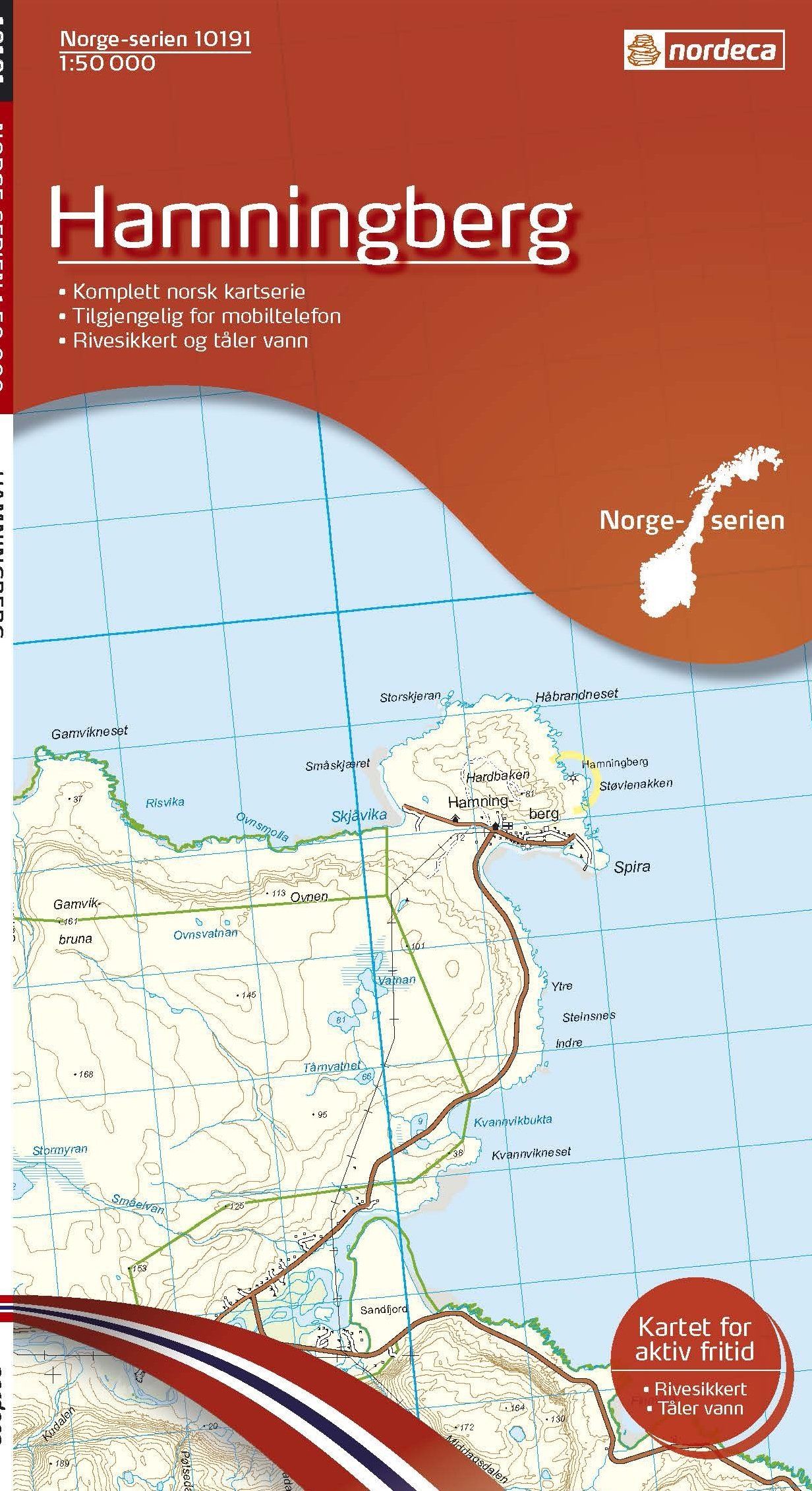 Carte de randonnée n° 10191 - Hamningberg (Norvège) | Nordeca - Norge-serien carte de randonnée Nordeca