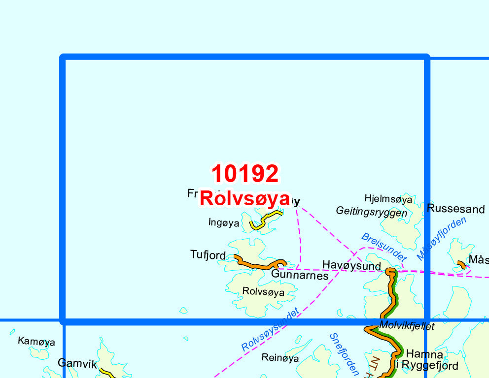 Carte de randonnée n° 10192 - Rolvsoya (Norvège) | Nordeca - Norge-serien carte de randonnée Nordeca Default Title