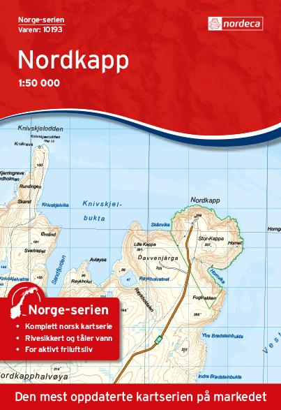 Carte de randonnée n° 10193 - Nordkapp (Norvège) | Nordeca - Norge-serien carte de randonnée Nordeca