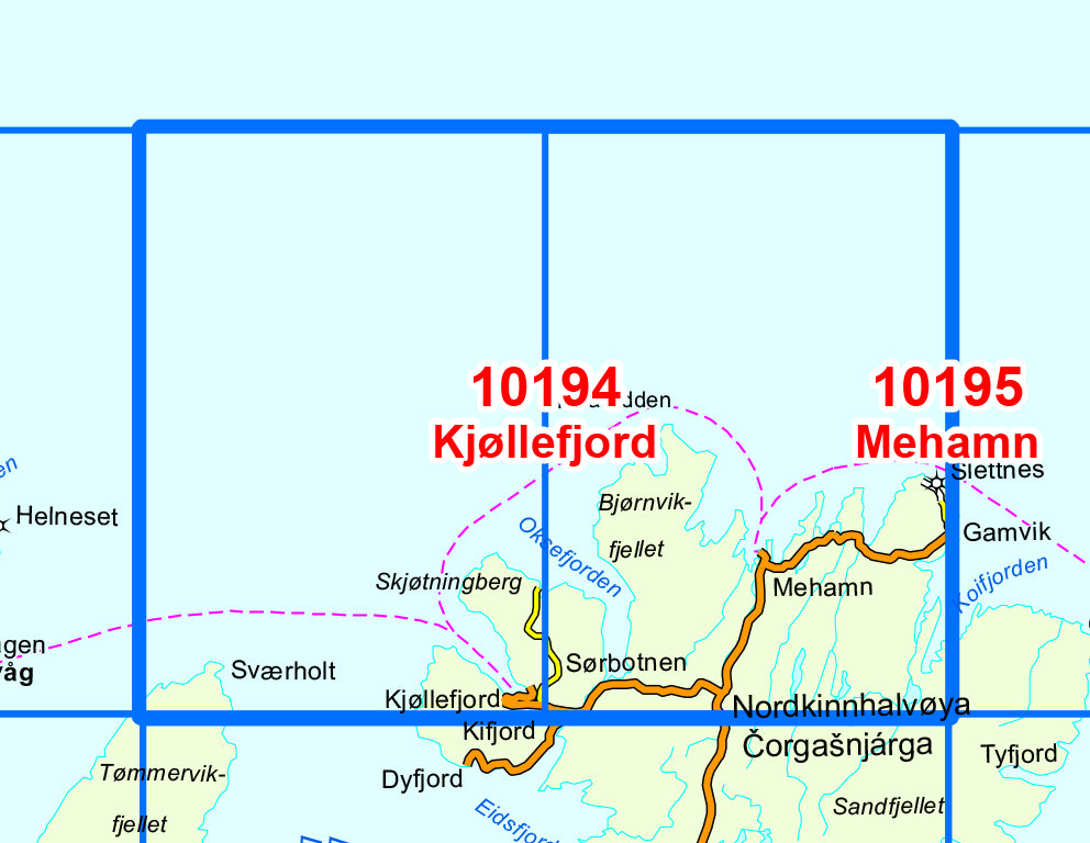 Carte de randonnée n° 10194 - Kjollefjord (Norvège) | Nordeca - Norge-serien carte de randonnée Nordeca Default Title