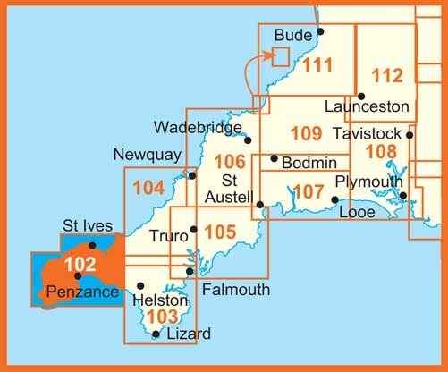 Carte de randonnée n° 102 - Land's End (Grande Bretagne) | Ordnance Survey - Explorer carte de randonnée Ordnance Survey