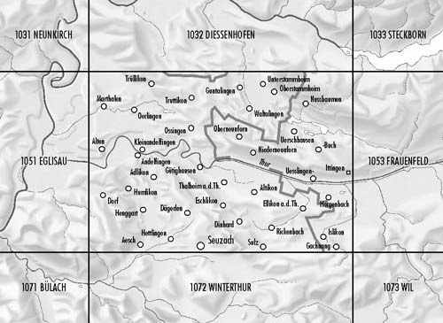 Carte topographique n° 1052 - Andelfingen (Suisse) | Swisstopo - 1/25 000 carte de randonnée Swisstopo