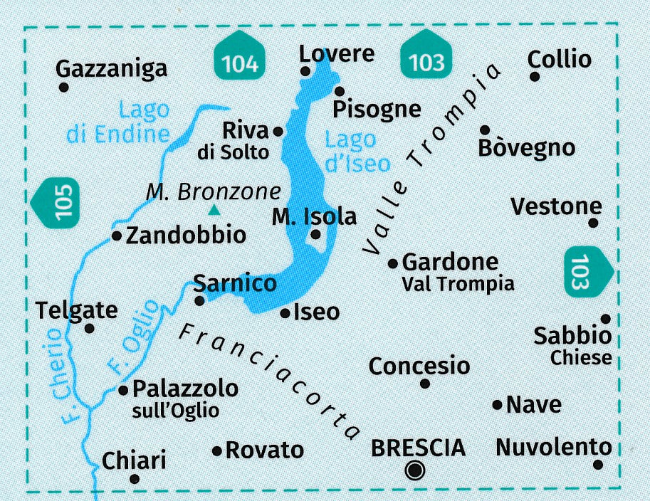 Carte de randonnée n° 106 - Lac d'Iseo, Val Trompia & Franciacorta (Italie) | Kompass carte de randonnée Kompass