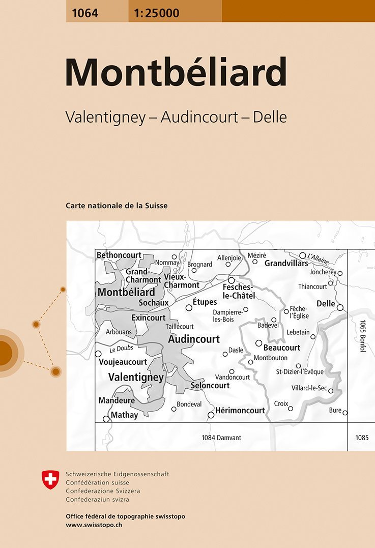 Carte topographique n° 1064 - Montbéliard (Doubs) | Swisstopo - 1/25 000 carte de randonnée Swisstopo Default Title