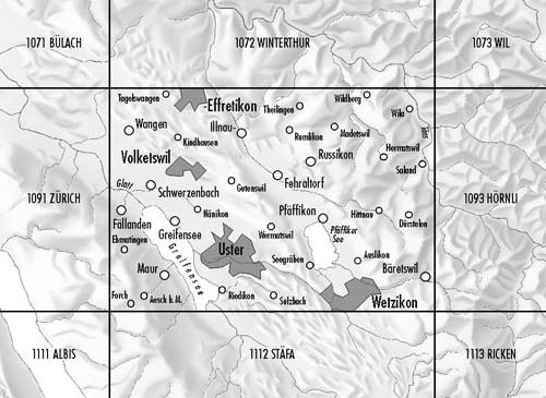 Carte de randonnée n° 1092 - Uster (Suisse) | Swisstopo - 1/25 000 carte pliée Swisstopo 