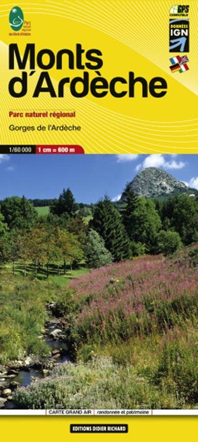 Carte de randonnée n° 11 - Monts d'Ardèche | Didier Richard carte pliée Didier Richard 