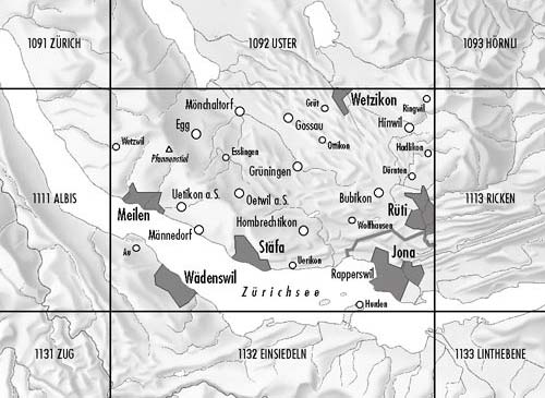 Carte de randonnée n° 1112 - Stäfa (Suisse) | Swisstopo - 1/25 000 carte pliée Swisstopo 