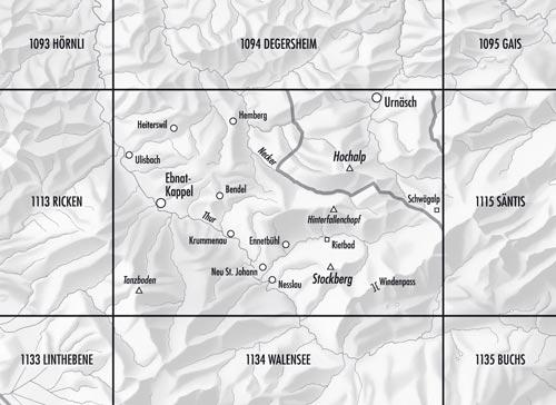 Carte de randonnée n° 1114 - Nesslau (Suisse) | Swisstopo - 1/25 000 carte pliée Swisstopo 