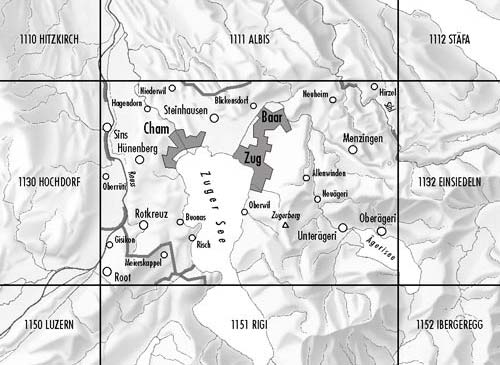 Carte topographique n° 1131 - Zug (Suisse) | Swisstopo - 1/25 000 carte de randonnée Swisstopo