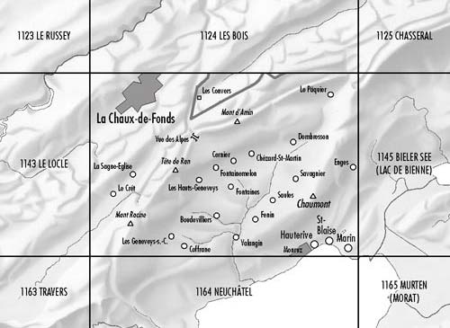 Carte de randonnée n° 1144 - Val de Ruz (Suisse) | Swisstopo - 1/25 000 carte pliée Swisstopo 