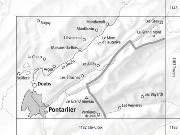 Carte de randonnée n° 1162 - Les Verrières (Suisse) | Swisstopo - 1/25 000 carte pliée Swisstopo 