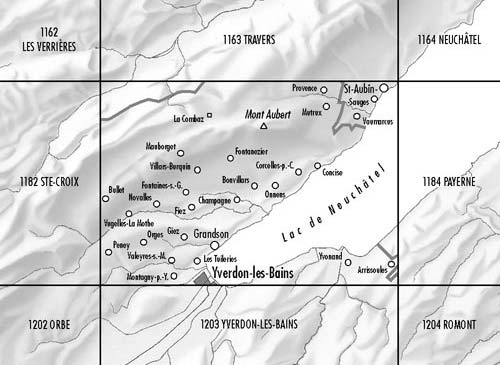 Carte topographique n° 1183 - Grandson (Suisse) | Swisstopo - 1/25 000 carte de randonnée Swisstopo