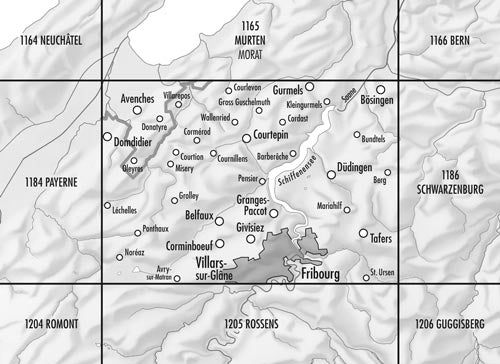 Carte topographique n° 1185 - Fribourg (Suisse) | Swisstopo - 1/25 000 carte de randonnée Swisstopo
