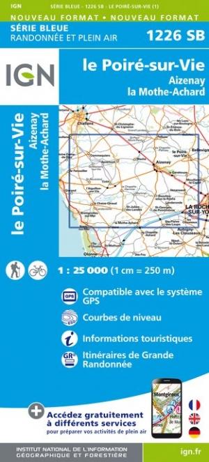 Carte de randonnée n° 1226 - Le Poiré-sur-Vie, Aizenay, Les Achards | IGN - Série Bleue carte pliée IGN 