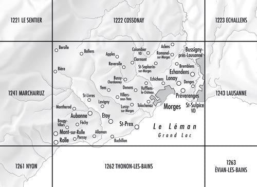 Carte de randonnée n° 1242 - Morges (Suisse) | Swisstopo - 1/25 000 carte pliée Swisstopo 
