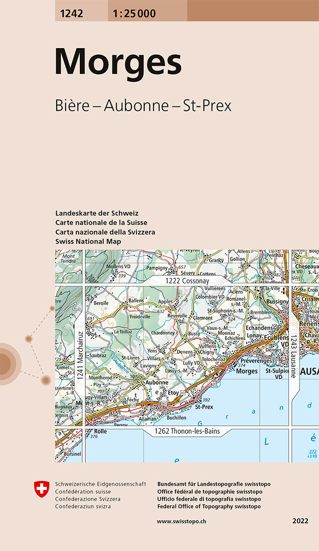 Topographic map No. 1242 - Morges (Switzerland) | Swisstopo - 1/25 000 ...