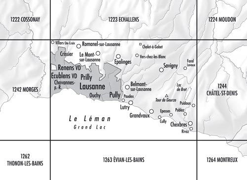 Carte topographique n° 1243 - Lausanne (Suisse) | Swisstopo - 1/25 000 carte de randonnée Swisstopo