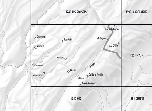 Carte topographique n° 1260 - Col Faucille (Suisse) | Swisstopo - 1/25 000 carte de randonnée Swisstopo