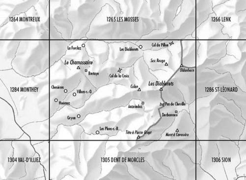 Carte topographique n° 1285 - Les Diablerets (Suisse) | Swisstopo - 1/25 000 carte de randonnée Swisstopo