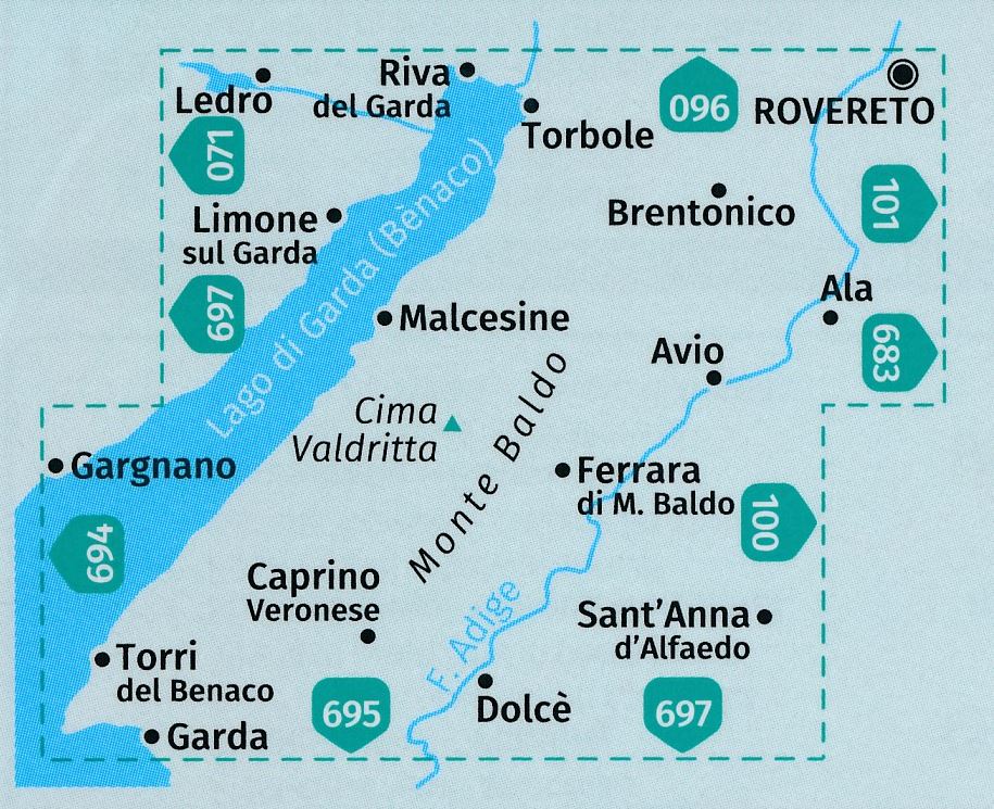 Carte de randonnée n° 129 - Monte Baldo (Italie) | Kompass carte pliée Kompass 