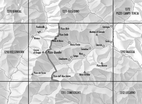 Carte topographique n° 1291 - Bosco, Gurin (Suisse) | Swisstopo - 1/25 000 carte de randonnée Swisstopo