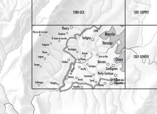 Carte topographique n° 1300 - Chancy (Suisse) | Swisstopo - 1/25 000 carte de randonnée Swisstopo