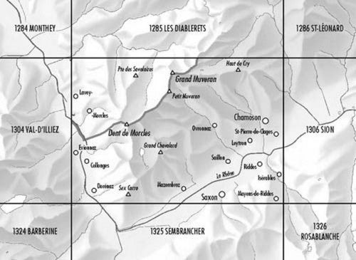 Carte topographique n° 1305 - Dent de Morcles (Suisse) | Swisstopo - 1/25 000 carte de randonnée Swisstopo