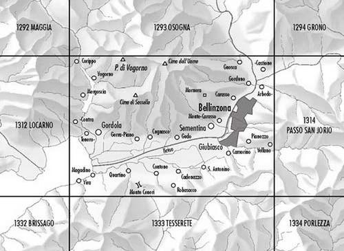 Carte topographique n° 1313 - Bellinzona (Suisse) | Swisstopo - 1/25 000 carte de randonnée Swisstopo