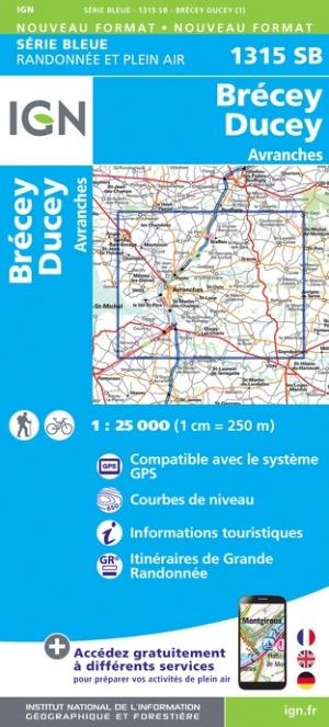 Carte de randonnée n° 1315 - Brécey, Ducey, Avranches | IGN - Série Bleue carte de randonnée IGN
