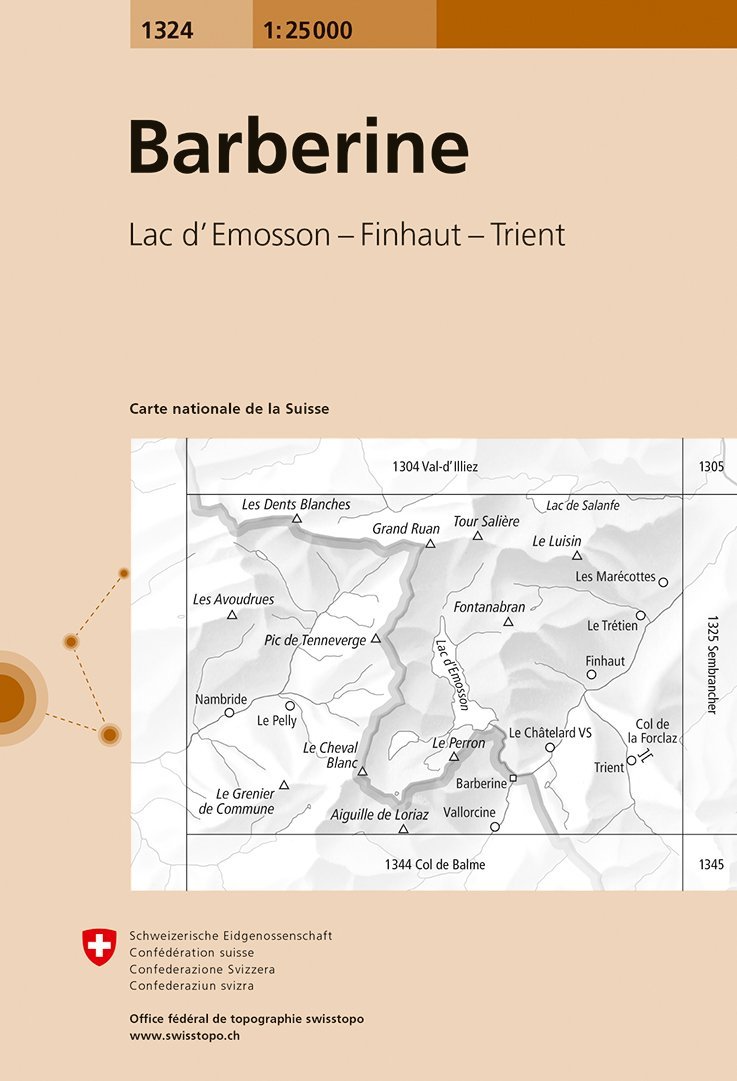 Carte topographique n° 1324 - Barberine (Suisse) | Swisstopo - 1/25 000 carte de randonnée Swisstopo Default Title