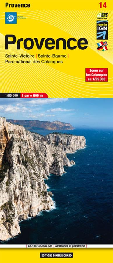 Carte de randonnée n° 14 - Provence, PN Calanques, Ste-Victoire, Ste-Baume | Didier Richard carte pliée Didier Richard 