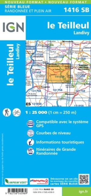 Carte de randonnée n° 1416 - Le Teilleul, Landivy | IGN - Série Bleue carte de randonnée IGN