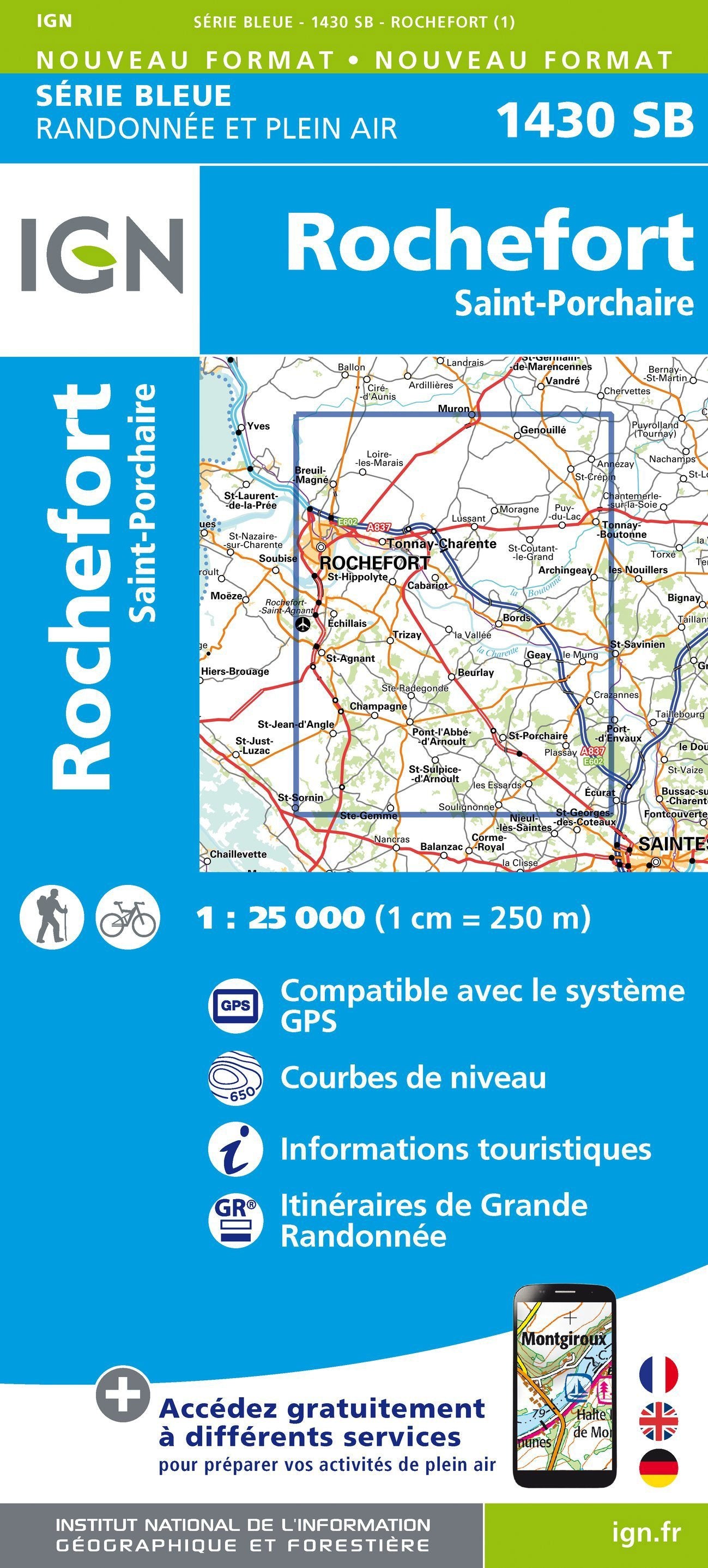 Carte de randonnée n° 1430 - Rochefort, St-Porchaire | IGN - Série Bleue carte de randonnée IGN Default Title