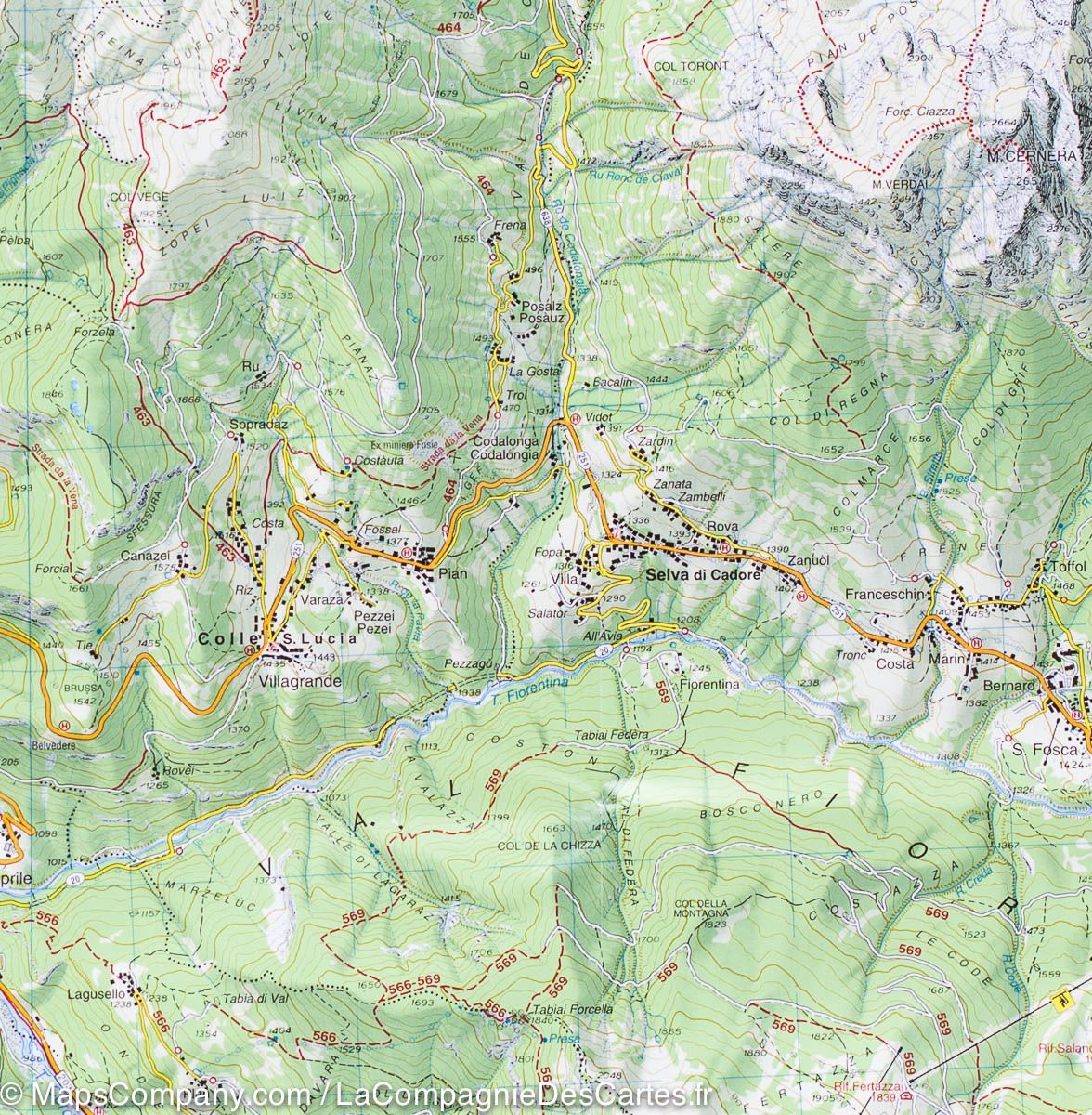 Carte de randonnée n° 15 - Marmolada, Pelmo et Civetta (Dolomites, Italie) | Tabacco carte de randonnée Tabacco