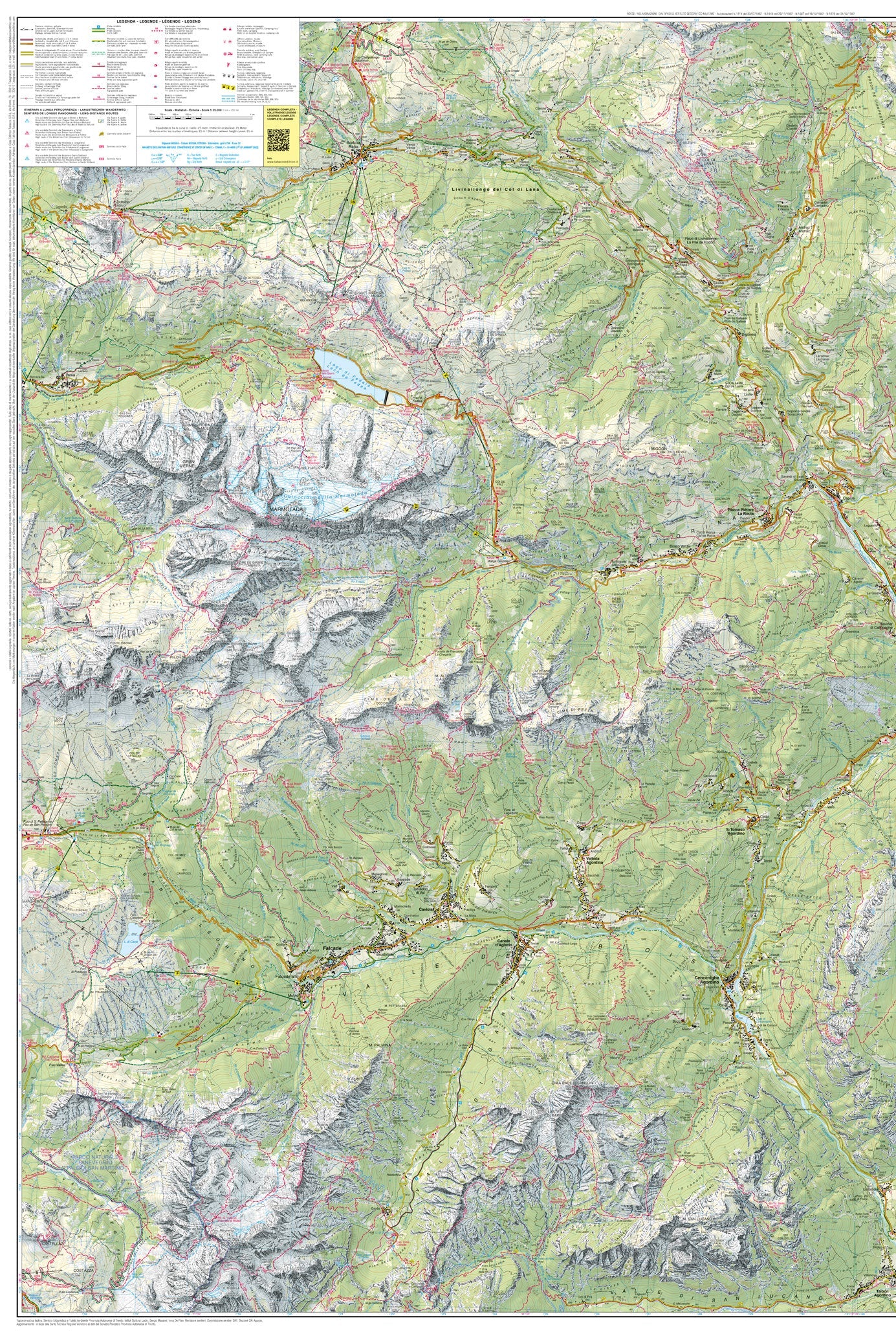 Carte de randonnée n° 15 - Marmolada, Pelmo et Civetta (Dolomites, Italie) | Tabacco carte de randonnée Tabacco