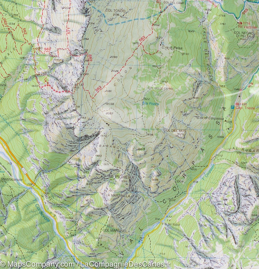 Carte de randonnée n° 15 - Marmolada, Pelmo et Civetta (Dolomites, Italie) | Tabacco carte pliée Tabacco 