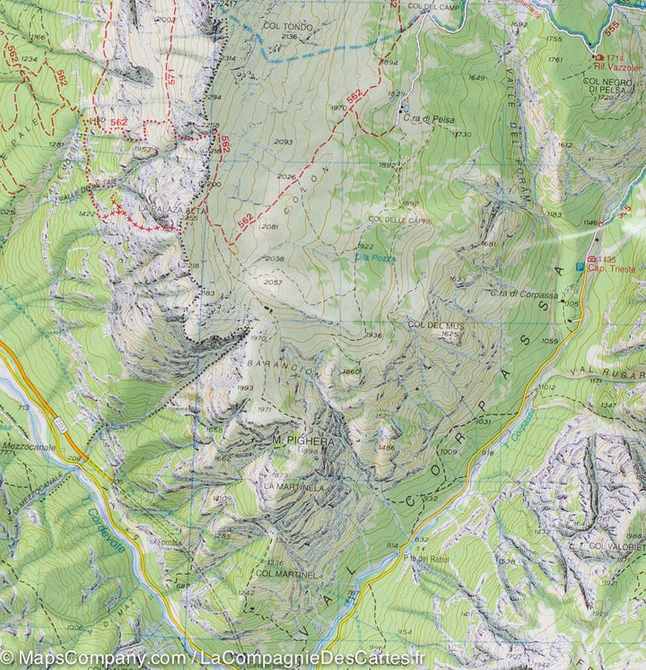 Carte de randonnée n° 15 - Marmolada, Pelmo et Civetta (Dolomites, Italie) | Tabacco carte pliée Tabacco 