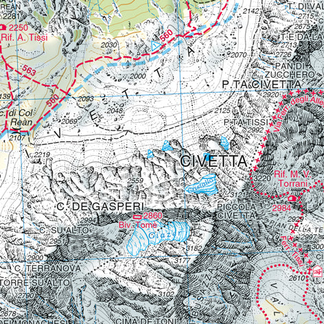 Carte de randonnée n° 15 - Marmolada, Pelmo et Civetta (Dolomites, Italie) | Tabacco carte pliée Tabacco 